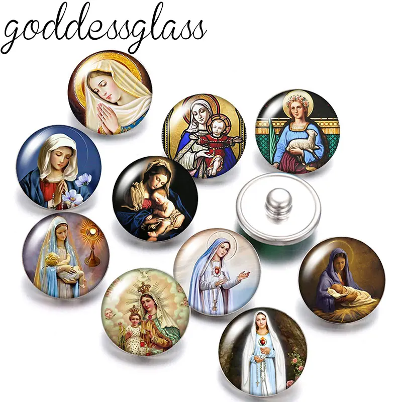 Mary help of Christians Maria Faith Blessed Round photo 12mm/18mm snap buttons for 12mm/18mm snap necklace DIY findings jewelry