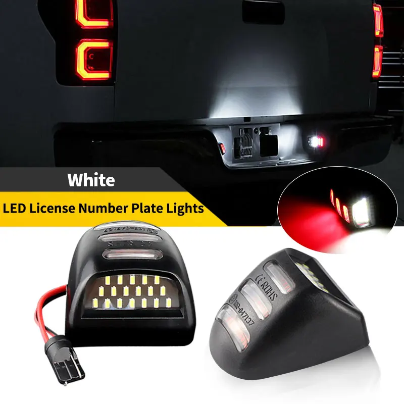 2PCS For Chevy Suburban GMC Sierra Yukon XL 1500 2500 3500 HD Tahoe LED Car Rear Number Light License Plate Lamp White 6000K