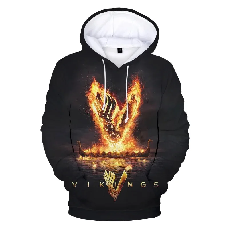 2024 Vikings Ragnar Lothbrok 3D 3D Hoodie Pullovers Sweatshirt Round Neck 3D Hoodie Pullover Men/women Pullovers Boys/girls Stre