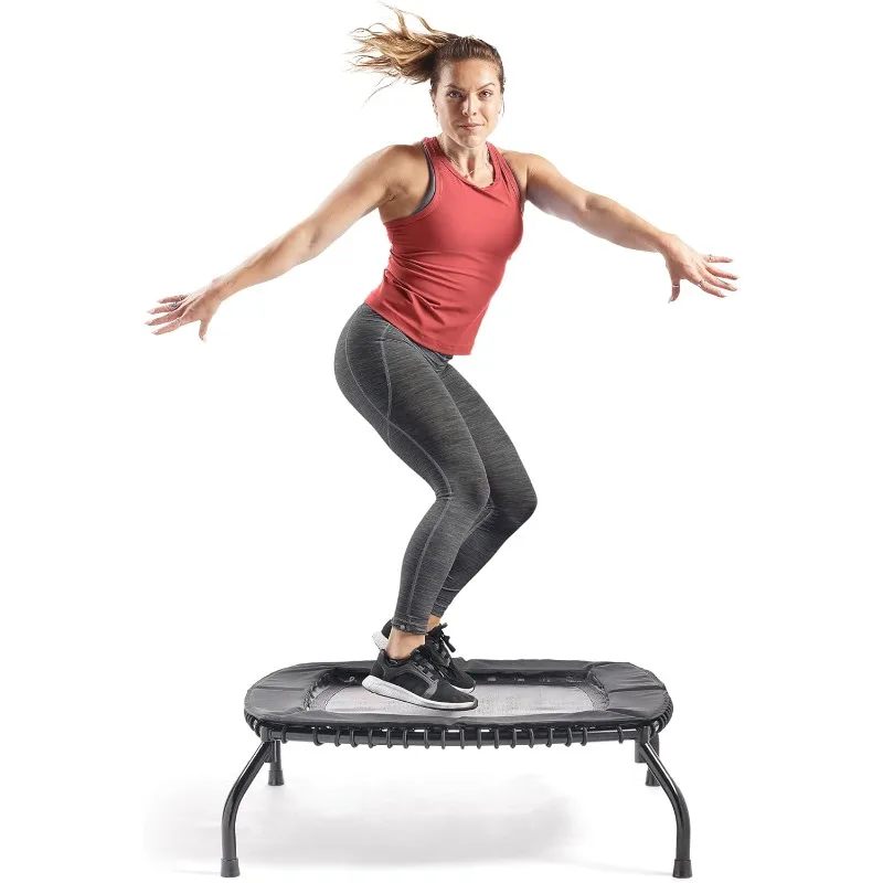 Springless Mini Fitness Trampoline – Premium Adjustable Bungee-Style Indoor/Outdoor Exercise Rebounder for Quieter