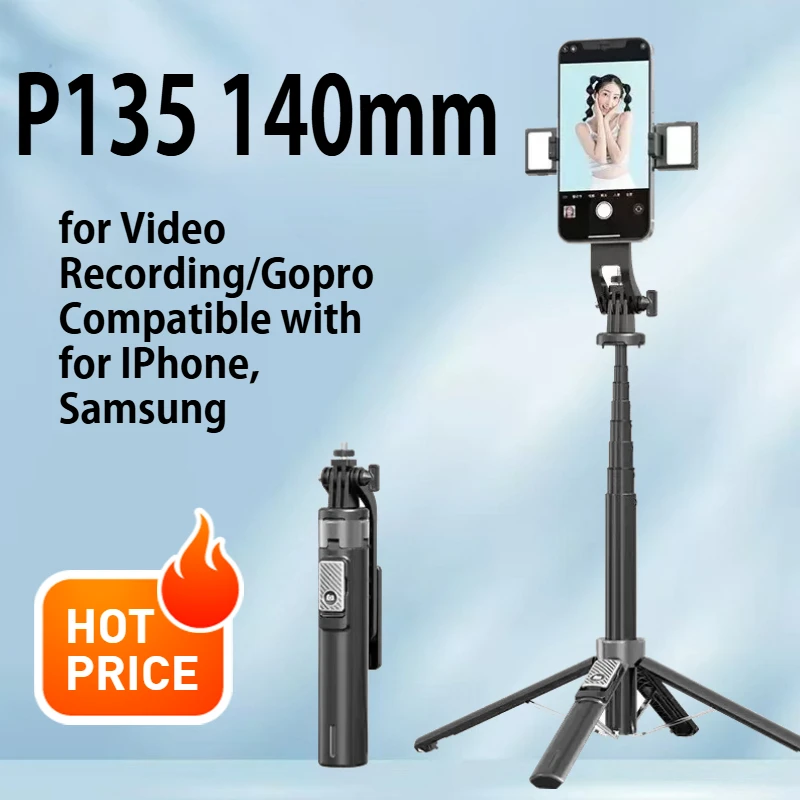 

P135 Selfie Stick Tripod with Remote 49 Inch Extendable Phone Tripod for Video Recording Compatible with IPhone, Samsung