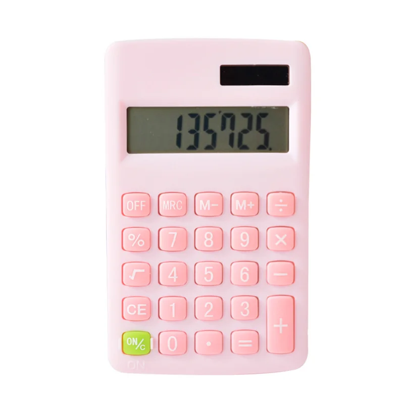 10pcs Makaron Color Solar Energy Portable Financial Office Calculator Computer Handheld Student Gift