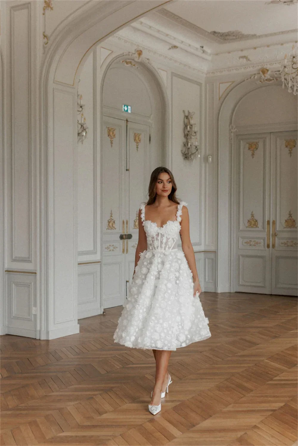 

Customized Modern Tulle A-Line 3D Flowers Spaghetti Straps Evening Dress High Quality Sleeveless Sweetheart Celebrity Gowns