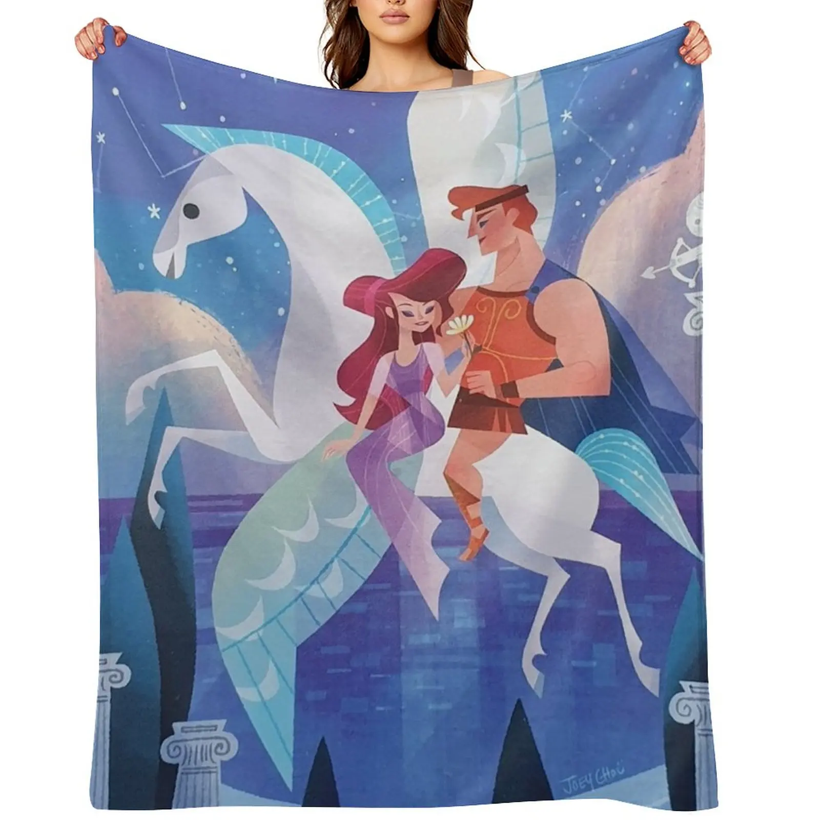 

Hercules, Meg & Pegasus Throw Blanket Thin Furrys Plaid on the sofa halloween Blankets