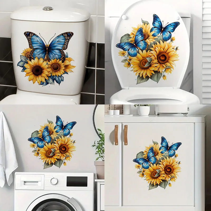 

Sunflower Butterflies Wall Stickers, Toilet Seat Stickers, Bedroom Entrance Living Room Porch Home Decoration Wall Stickers