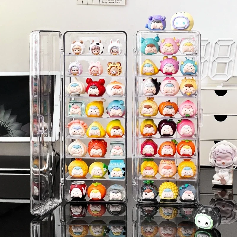 8 ชั้นตุ๊กตาน่ารักจอแสดงผลกล่องตาบอดกล่อง Key CHAIN ตัวเลขการกระทําตู้มินิตุ๊กตาสําหรับ MOLLY