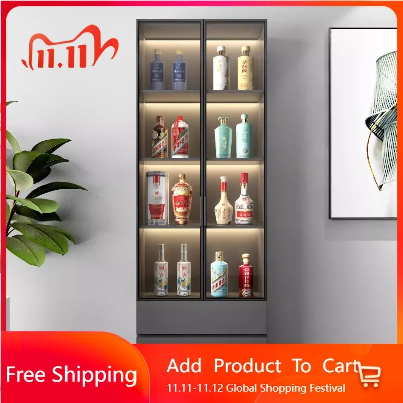 

Tall Decoration Bar Cabinet Shelves Living Room Mobile Storage Wine Cabinet Luxury Whiskey Cocktai Armoire Trendy Furniture