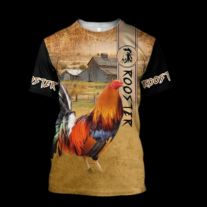 Fighting Rooster 3D Print O-Neck T-shirt Men Pullover Casual Short Sleeve T Shirt Fashion Streetwear Harajuku Unisex Clothing