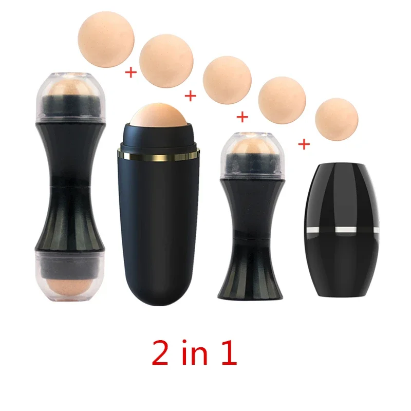 2-in-1 olie-absorberende roller Natuurlijke vulkanische steen Gezichtsmassage Body Stick Make-up Huidverzorgingshulpmiddel Gezichtsporiën Reinigingsolieroller