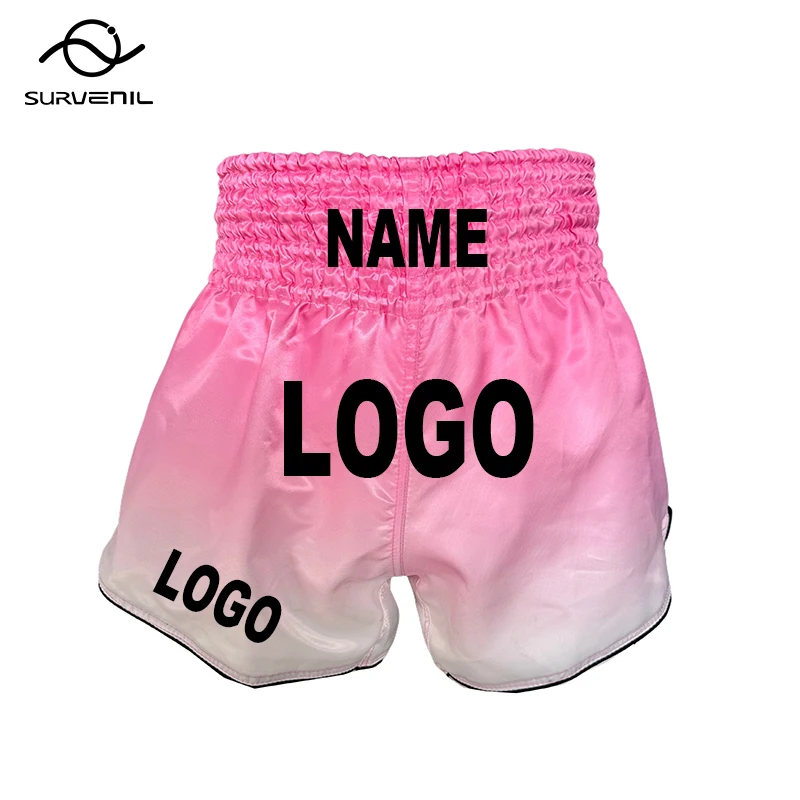 Customized Muay Thai Shorts Bow Ribbon Fight Kickboxing Pants Men Women Kids Personalized BJJ MMA Thai Boxing Training Shorts