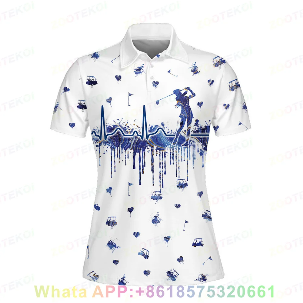 

Women Polo Short Sleeve Shirts Cool Printing Lapel For Female Golfers Badminton Volleyball Table Tennis Sports Quick Dry T-shirt