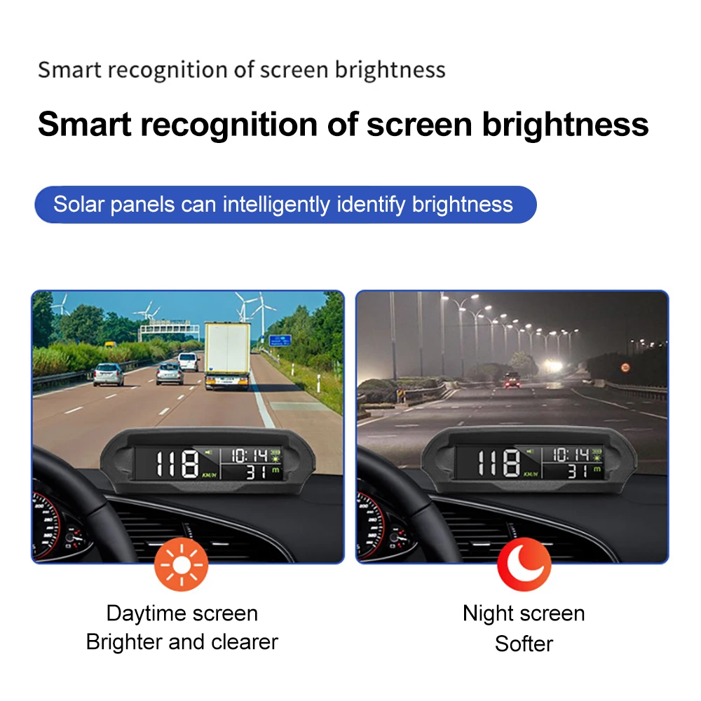 Car HUD Heads Up Display universale solare Wireless GPS velocità tempo altitudine temperatura Display ricarica solare/USB