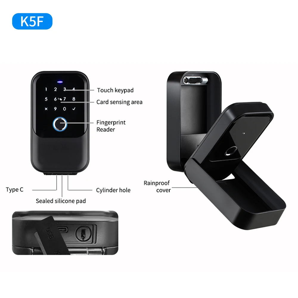 TTLOCK or Tuya App Bluetooth Fingerprint Key Safe Waterproof Key Storage Lock Box Password Key Box Key Safety Lock Box mounted