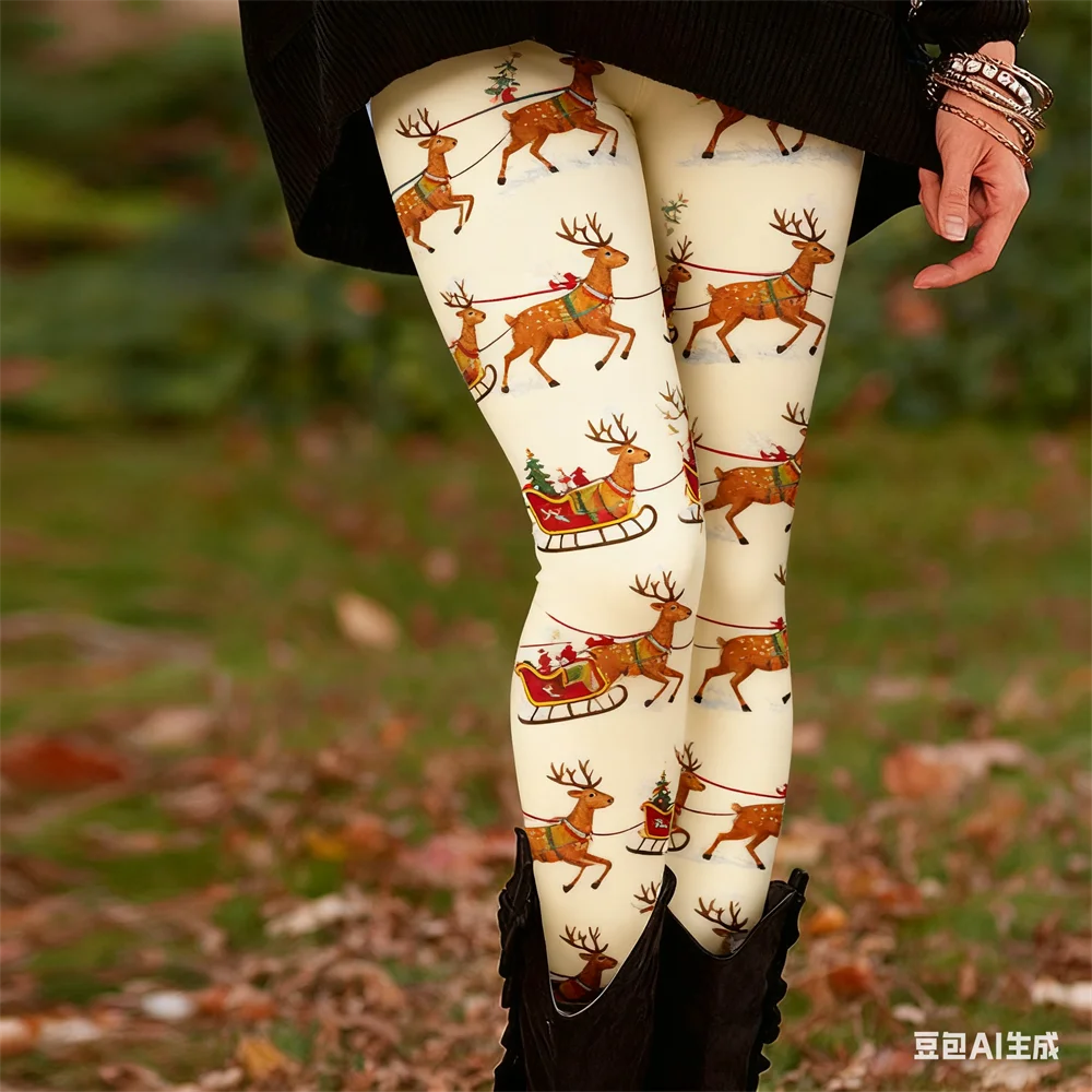 

Рождественские женские леггинсы Брюки для йоги с рождественским узором Женские брюки с высокой талией Удобные эластичные брюки спортивная одежда y2k