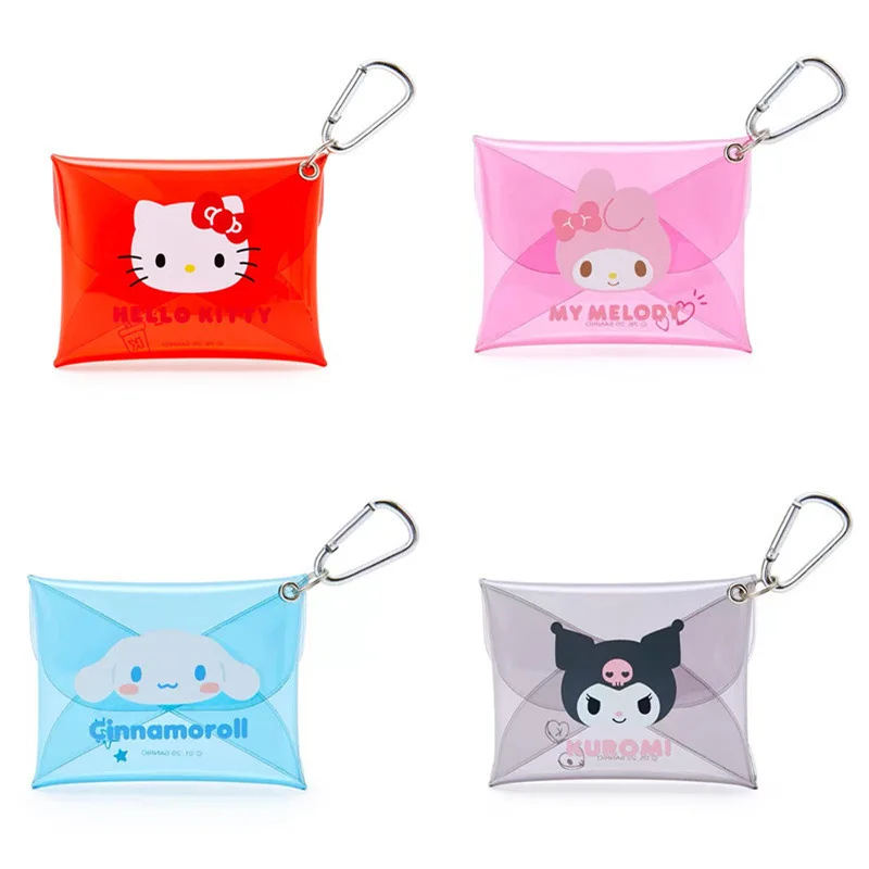 Sanrio Hello KittyCute Pvc Jelly Zero Wallet Transparent Kuromi Card Bag Storage Bag with Mountaineering Buckle Gifts for Girls