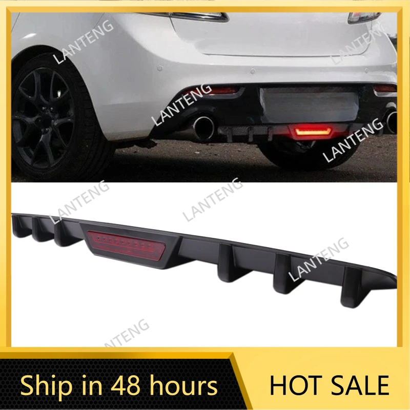Car Rear Spoiler Bumper Diffuser Lip w/ LED Tail Brake Stop Light For M-azda speed 3 Automotive Accessories Parts Black