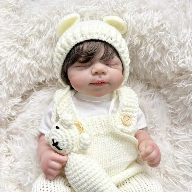 パスカル 19インチ スリーピング フルビニールボディ リボーンドール 本物そっくりの新生児 多層塗装 3Dスキン 手植えの髪
