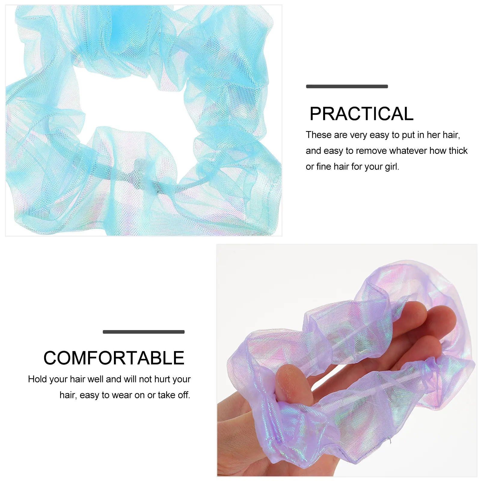 4Pcs Organza Scrunchies Ropes for Women Fashionable Beautiful Design Elastic Hair Ties Perfect for Ponytail Makeup Exercise Home