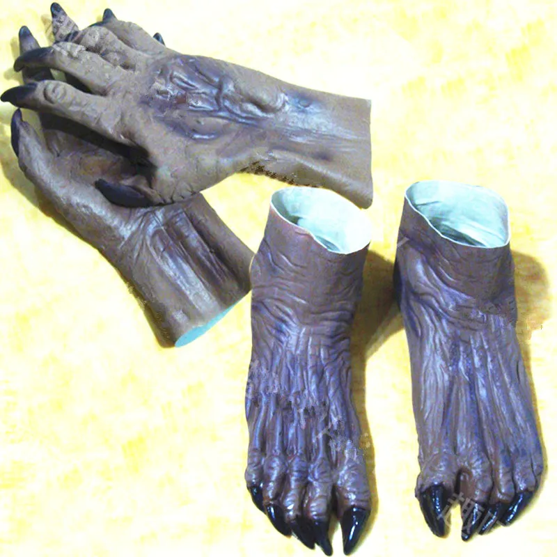 Guantes de látex marrón para adultos, accesorios de Cosplay horribles para fiesta de carnaval, monstruo de Halloween, zapatos de Diablo, regalos del día de Pascua