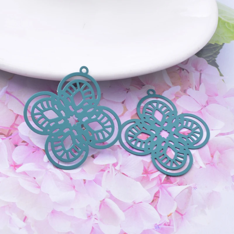 30 Stück/Set AB6757 37*35 Messing Filigran Goldfarben Blumen-Anhänger Schmuckmaterialien Geeignet für DIY-Ohrringe – Detail 6