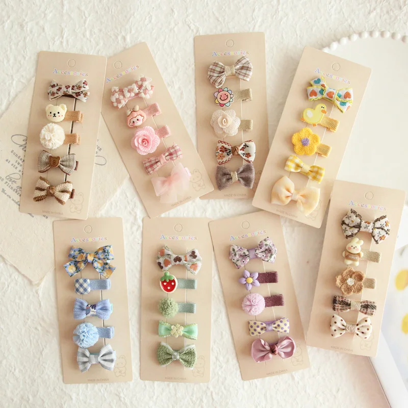 5Pcs Baby Hairclip for Girls Hair Accessories Korean Bear Bunny Kids Hairpins Girls Gift Flower Princess Children Hair clips