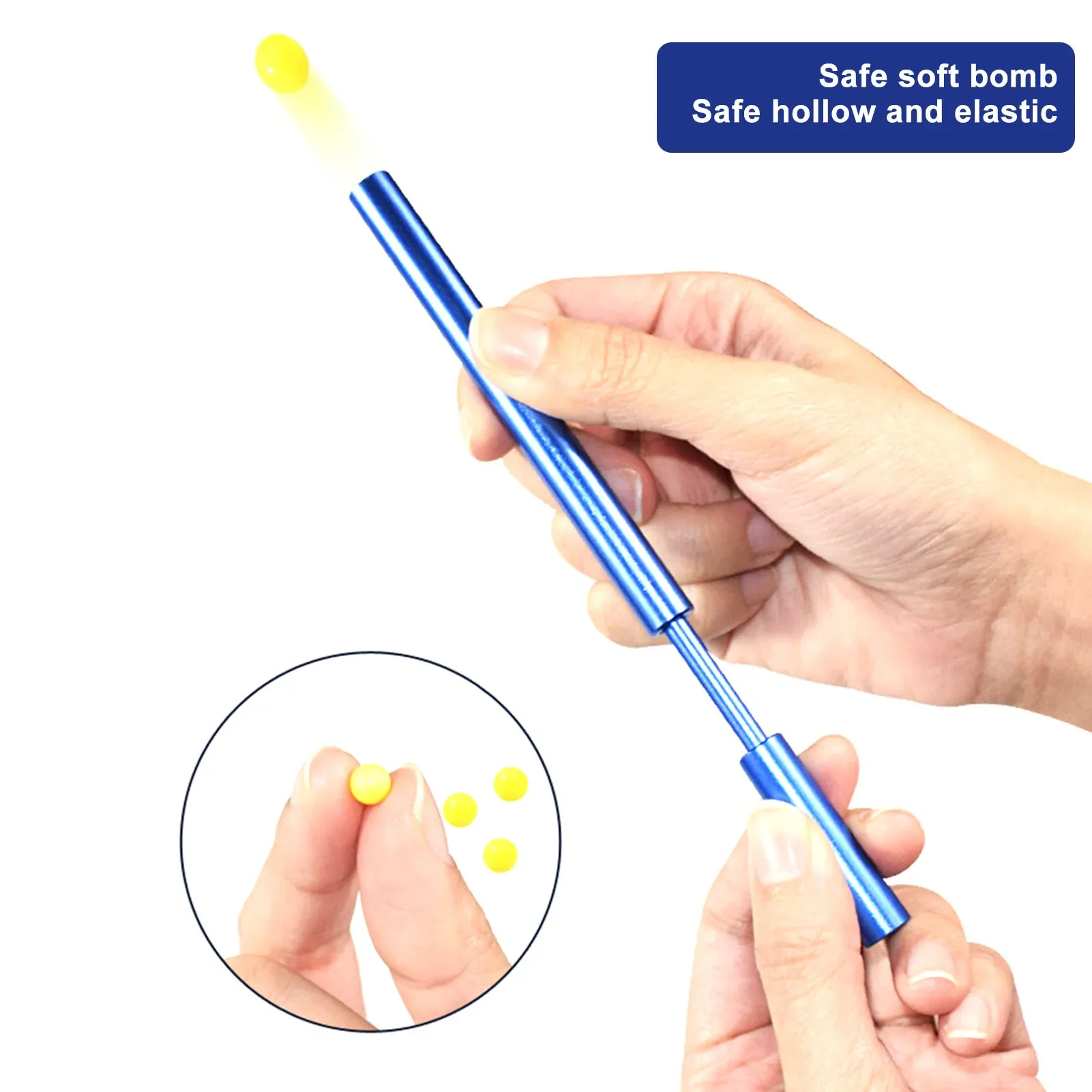 

1pc Soft Bullet Gun Pinball Launcher Small Ball Crackling Tube Pinball Shoot Game Aluminum Alloy Tube Toys For Children Kids