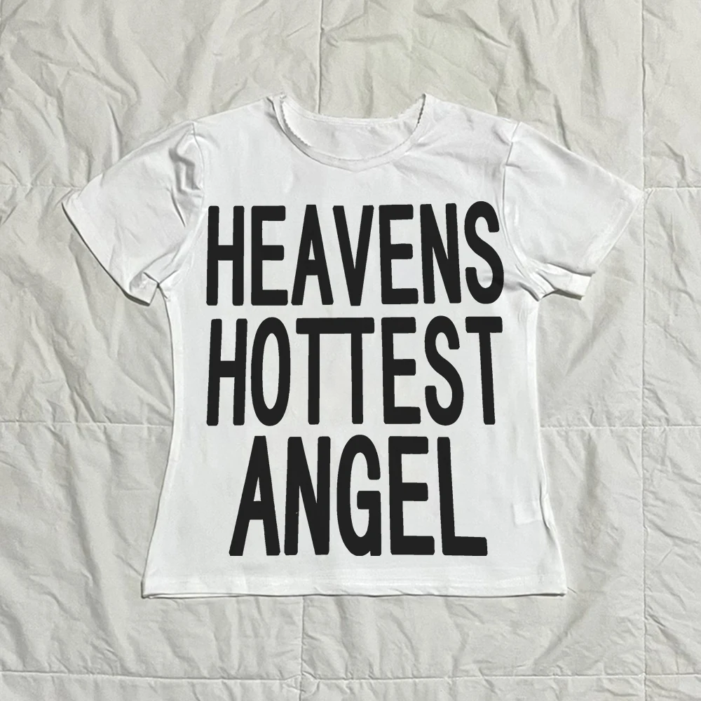 Y2k vintage Gothic Alphabet T-shirt Baby T-shirt Tops Aesthetic clothing Emo90's Vintage women's trash 2000 tops crop tops emo