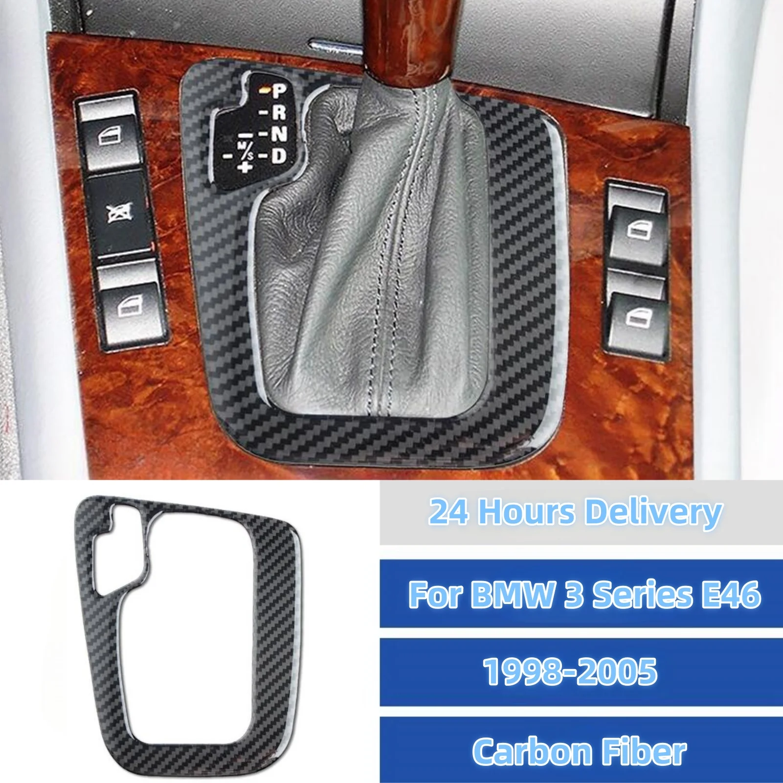 

For BMW E46 3 Series 1998-2005 Carbon Fiber Interior Trim Car Gear Shift Panel Frame Cover Decoration Sticker Auto Zubehör