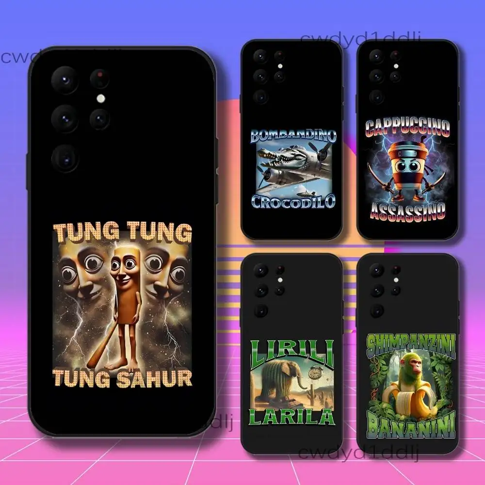 

Tung Tung Sahur Funny Memes Phone Case For Samsung S10,S21,FE,S21 ,S26,S25,S24,S23,Ultra,S9,S22,Plus Black Shockproof Silicone