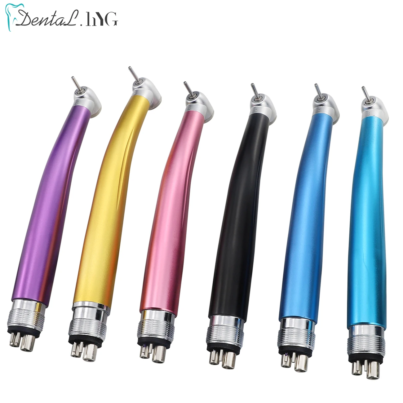 6 Colors Dental High Speed Handpiece Push Button Standard Head 2/4Holes Air Turbine Single Water Spring Rotor/Cartridge Fit NSK