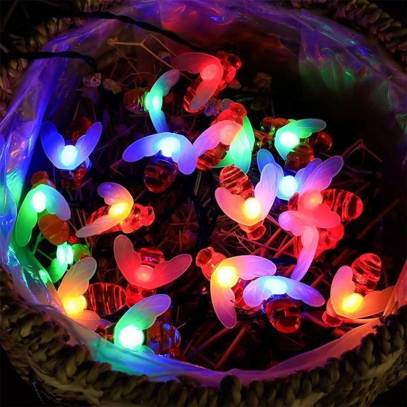 

Светодиодные солнечные садовые фонари Honey Bee Fairy String Lights 8-режимное водонепроницаемое наружное освещение для цветочного забора Рождественская елка