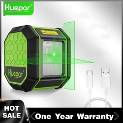 Huepar 2 Lines Green Beam Osram Laser Level Rechargeable Li-ion Battery Self-Leveling Cross Line with Type-C лазерный уровень