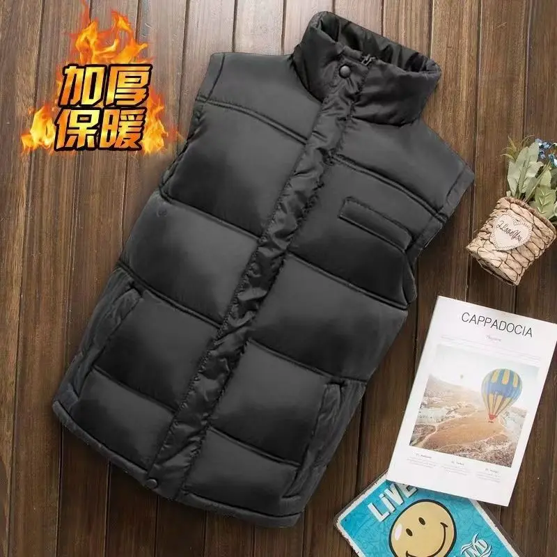 

Mens Vest Jacket Warm Sleeveless Jackets Winter Stand Collar Waterproof Zipper Casual Comfort Sleeveless Thickened Jacket 6XL