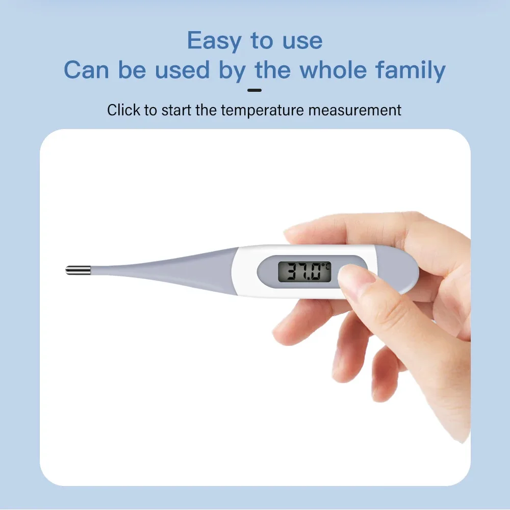 1PC Flexible tip waterproof thermometer soft head baby adults oral armpit rectal fever alarm beeper function last memory reading