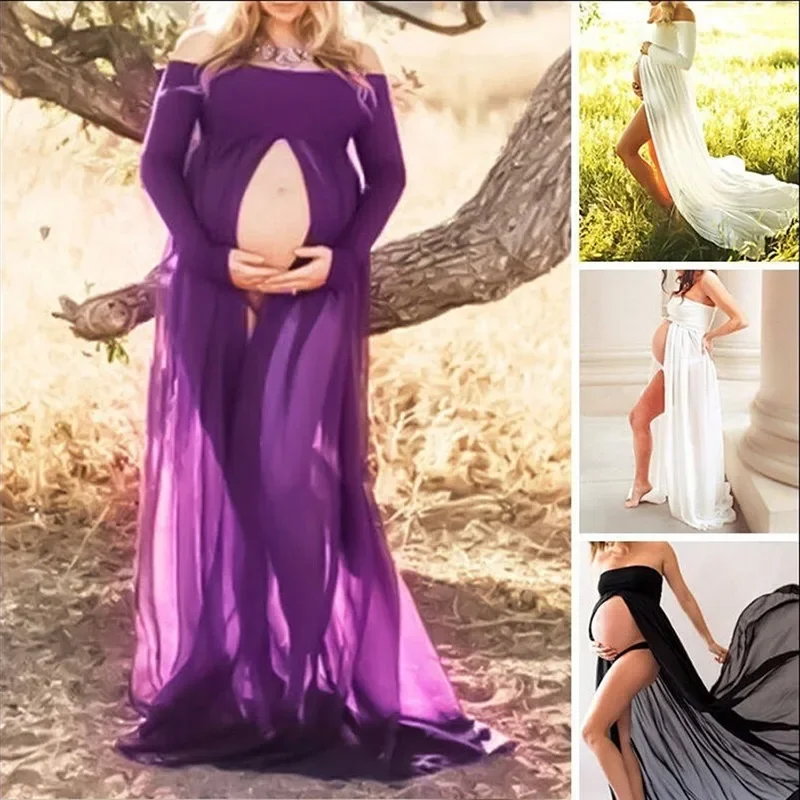 Maternity Photography Props Maxi Gown Lace Dress Pregnant Women Shooting Photo Summer Dress