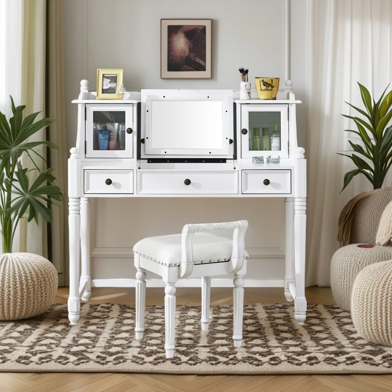 

Essentials Bedroom Dressing Table Mirror Closets Modern European Service Vanity Table Beauty Desgin White Vestidores Furniture