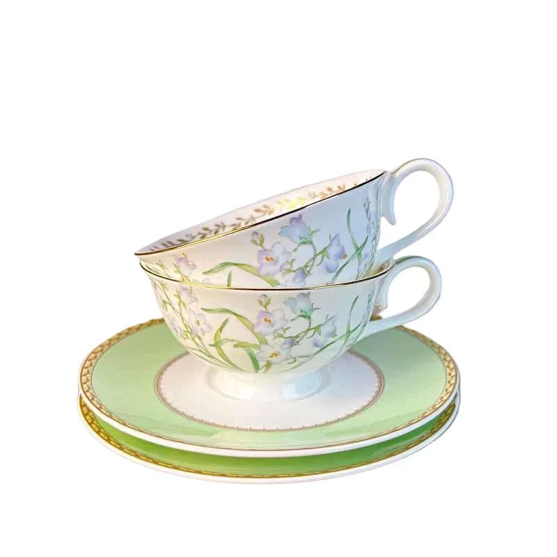 Coffee Cup and Saucer Set Month Flower Mug Bone China Drinking Set Ceramic Cup and Saucer Home Teacup Dessert Saucer Gifts