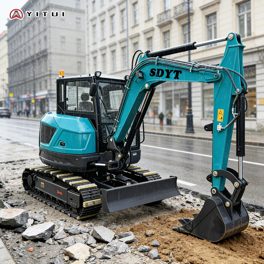 

6-тонный высокопроизводительный индивидуальный мини-экскаватор со складным телескопическим рычагом и оснащенным кондиционером в кабине