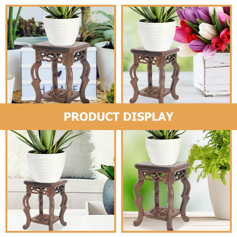 

Chicken Wing Wood Jade Carving Display Stand Retro Style Wooden Pedestal For Flowerpot Planter Home Decor Office Tea Shop