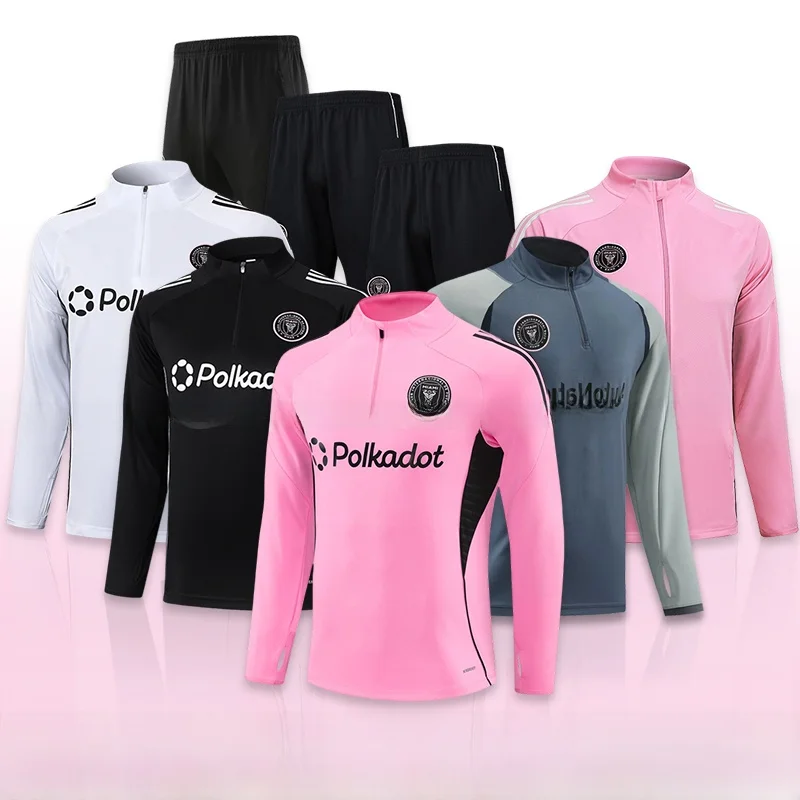 طقم تدريب كرة القدم بأكمام طويلة لموسم الخريف والشتاء في ميامي، زي رياضي للرجال والأطفال، زي كرة قدم للكبار والأطفال برقم ميس... #4