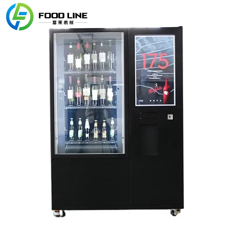 ตู้จำหน่ายสินค้าอัตโนมัติแบบกำหนดเอง FL บริการ 24 ชั่วโมง จำหน่ายเครื่องดื่ม เช่น นมมะพร้าว ชานมไข่มุก น้ำ ไวน์  มีจำหน่ายแล้ว