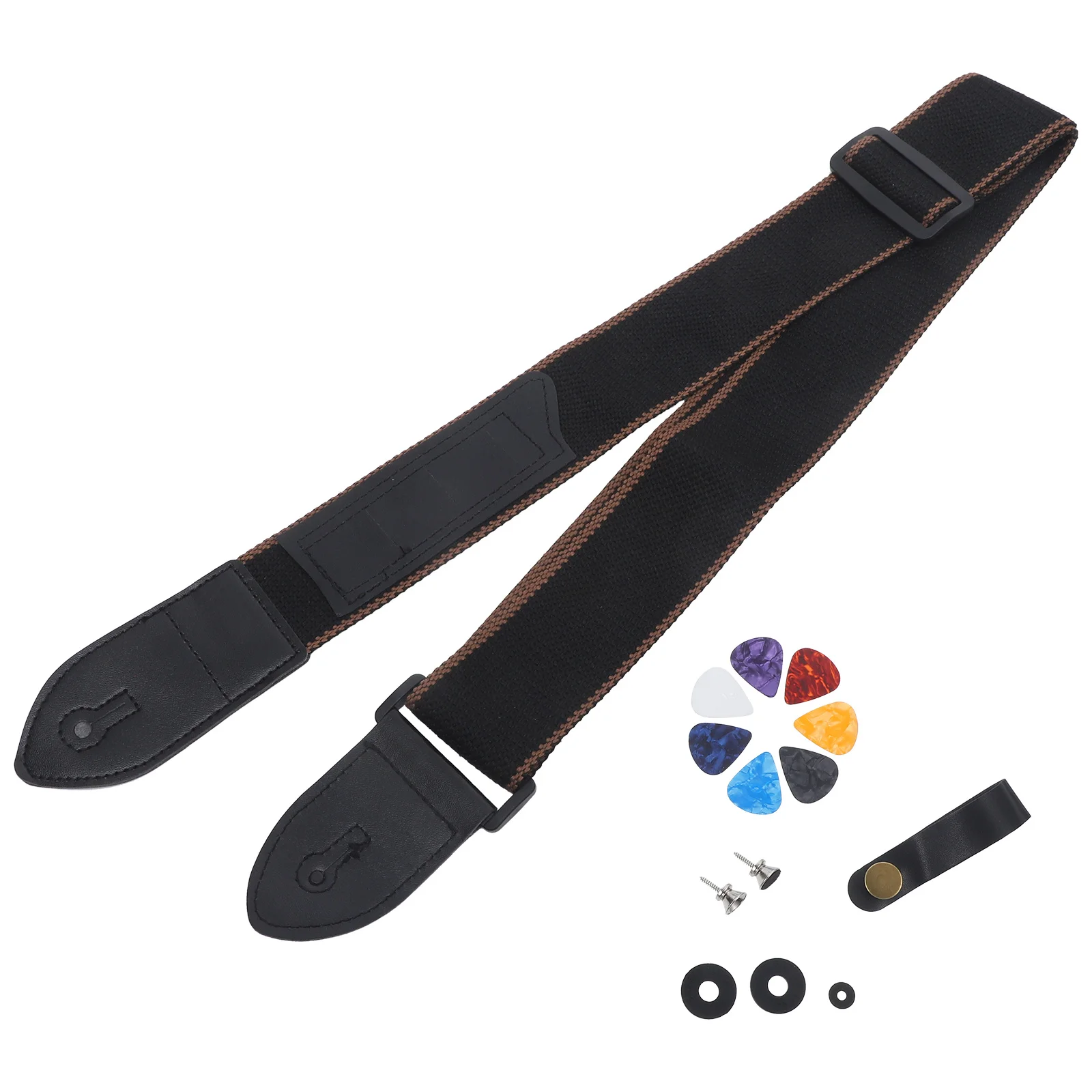 

1Set Guitar Strap Set Sturdy Lightweight Portable Retro Style Comfortable Guitar Straps for Electric Acoustic Bass Classical