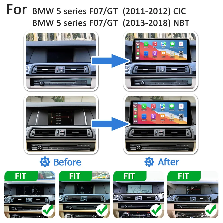 Wondefoo 12.5'' Linux car radio wireless carplay For BMW 5 series F07/GT 2011‑2018 with  android auto touch screen stereo Audio