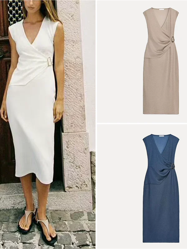 Ele Double-Breasted Gingham Svel Dr Autumn 2025 Women's Faion Work Warehouse ip Polyester Fiber A-Line S...