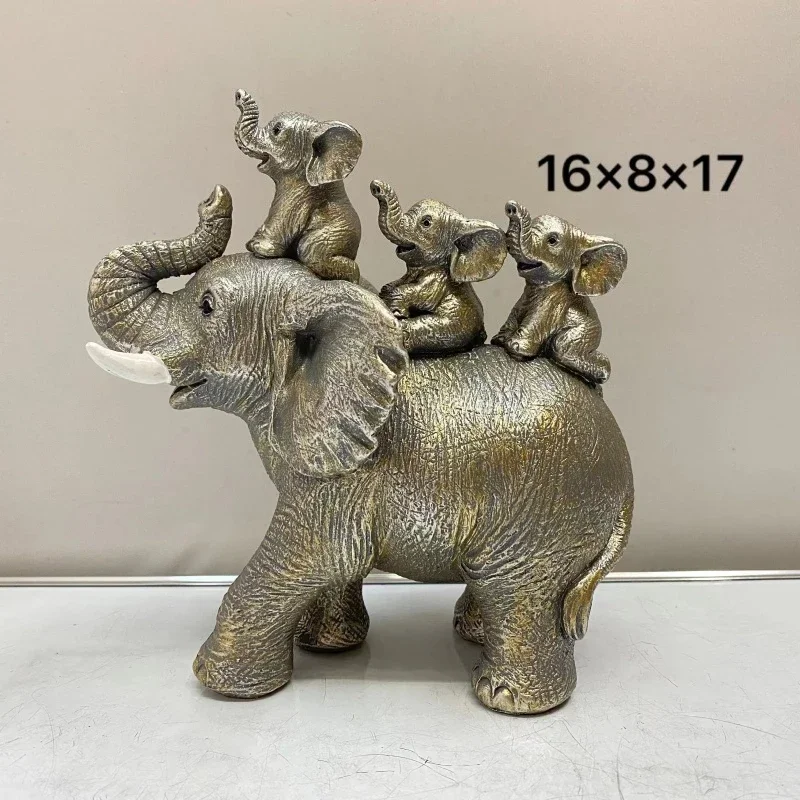 Estatua de elefante para madre e hijo, artesanías resina, decoración de escritorio para sala  estar, regalos creativos