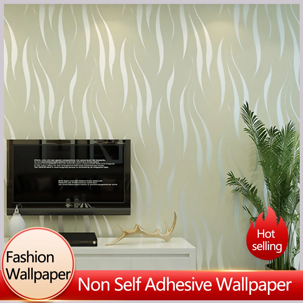 

1Roll New Minimalist 3D Curved Strip Wallpaper Non Woven Fabric Living Room Bedroom Restaurants Water Wave Pattern Wallpapers