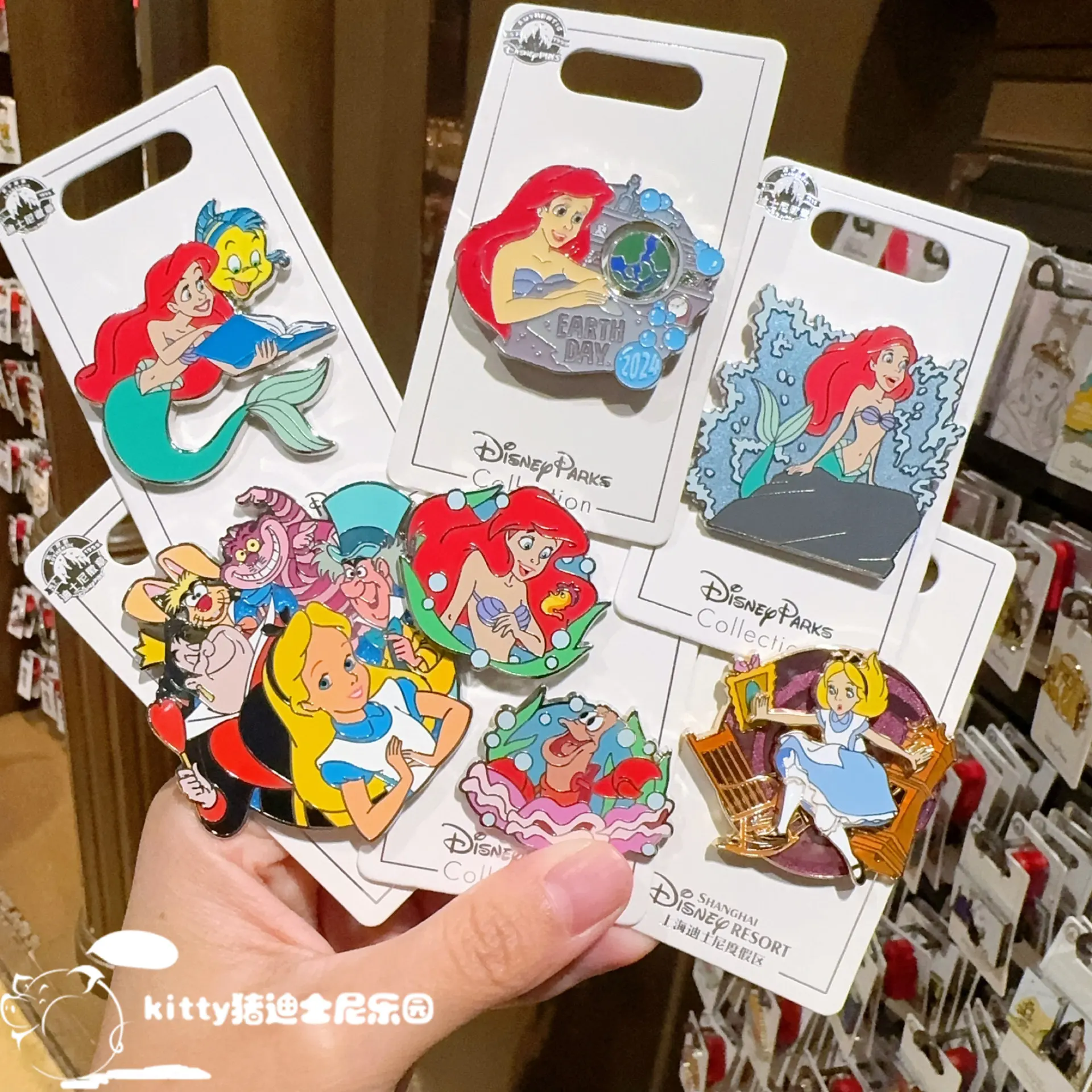 Disney Alice In Wonderland Little Mermaid Ariel Metal Enamel Pin Cartoon Princess Brooch Backpack Clothes Decor Collectible
