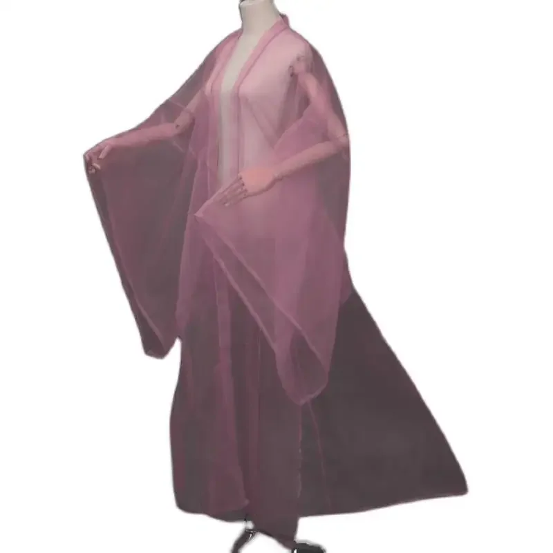 Chinese Traditional Hanfu Overcoat Women Men Chiffon Cardigan Cloak Ancinet Fairy Costume Large Sleeve Blouse Folk Dance Costume