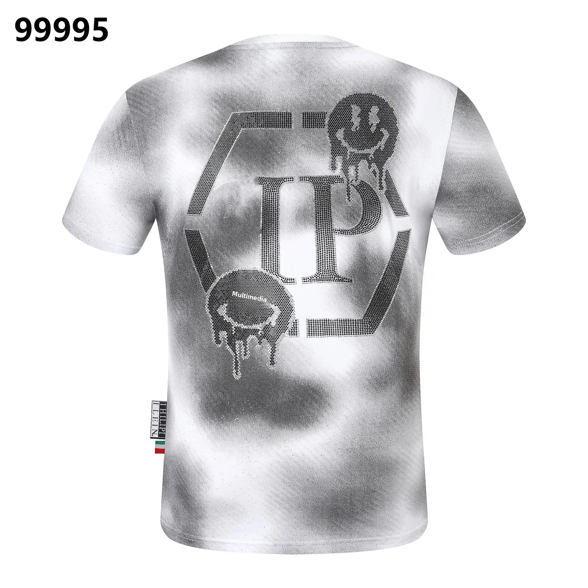 Casual männer Kurzarm rundhals T-shirt Philip Plein Trendy Marke PP Strass Gedruckt Frühling Sommer Modische Kurze T