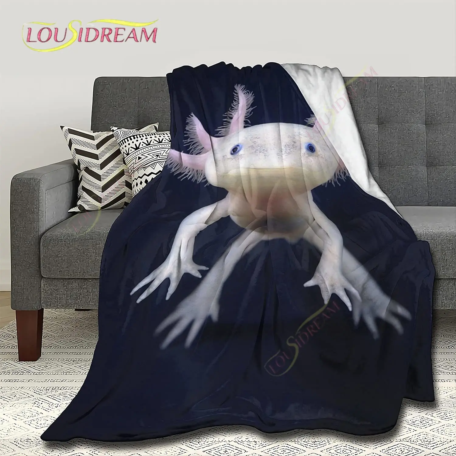 Pindola Cute Kawaii Axolotl Throw Blanket Warm Lightweight Soft Cozy Warm Home Decoration Suitable for Living Room Bedroom